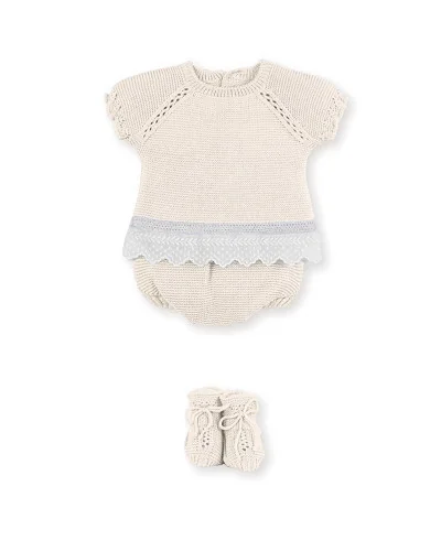 Traje de bautizo 3 piezas Tenderness crudo 3 meses Mac Ilusion