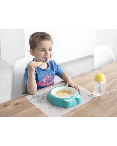 Assiette antidérapante pour bébé Bleu Glacier Badabulle
