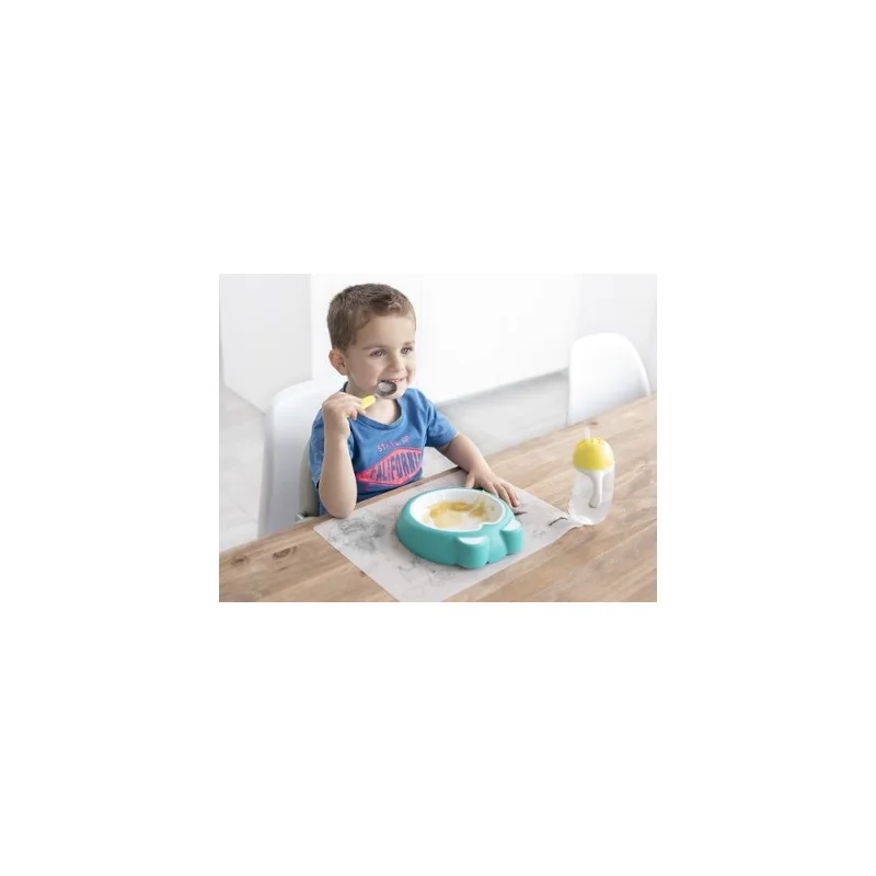 Assiette antidérapante pour bébé Bleu Glacier Badabulle