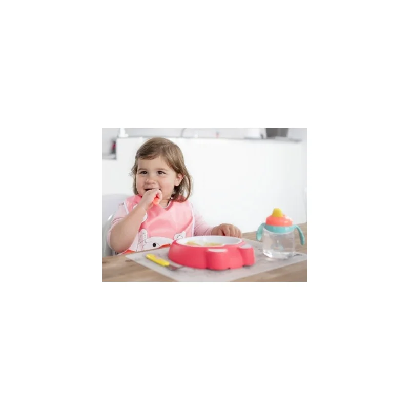 Assiette antidérapante bébé rose intense Badabulle - vue 2