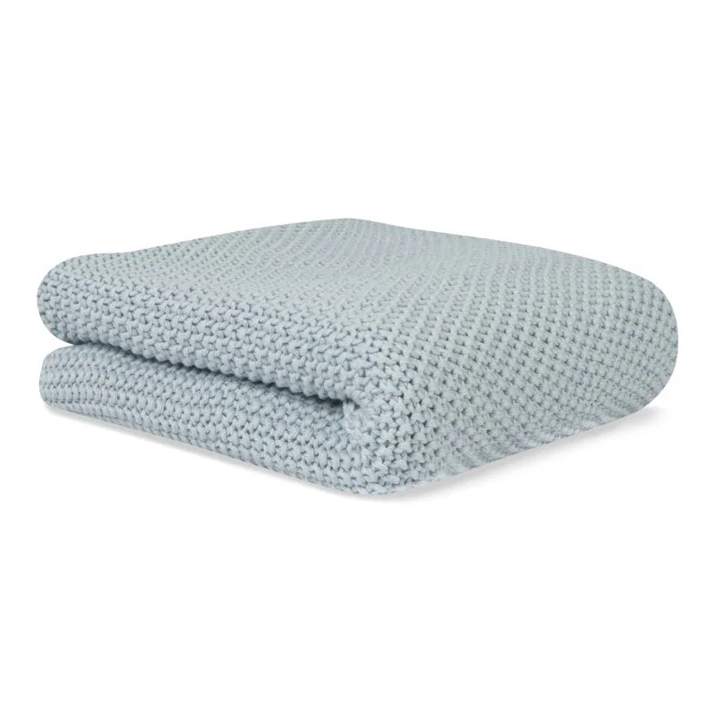 Manta de punto para bebé de algodón orgánico azul 70 x 90 cm BonjourBébé Premium Manta de punto para bebé de algodón orgánico azul 70 x 90 cm BonjourBébé Premium