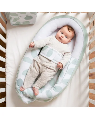 Nido para bebé Cocoon Leaves Aqua Green Doomoo