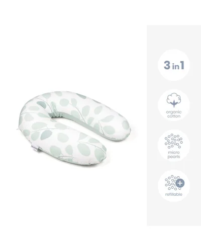 Coussin d’allaitement et maternité Buddy Leaves Aqua Green Doomoo
