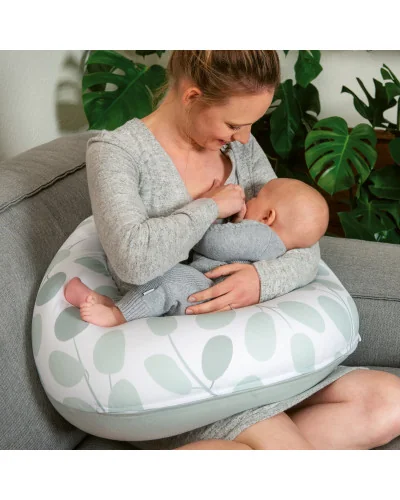 Coussin d’allaitement et maternité Buddy Leaves Aqua Green Doomoo