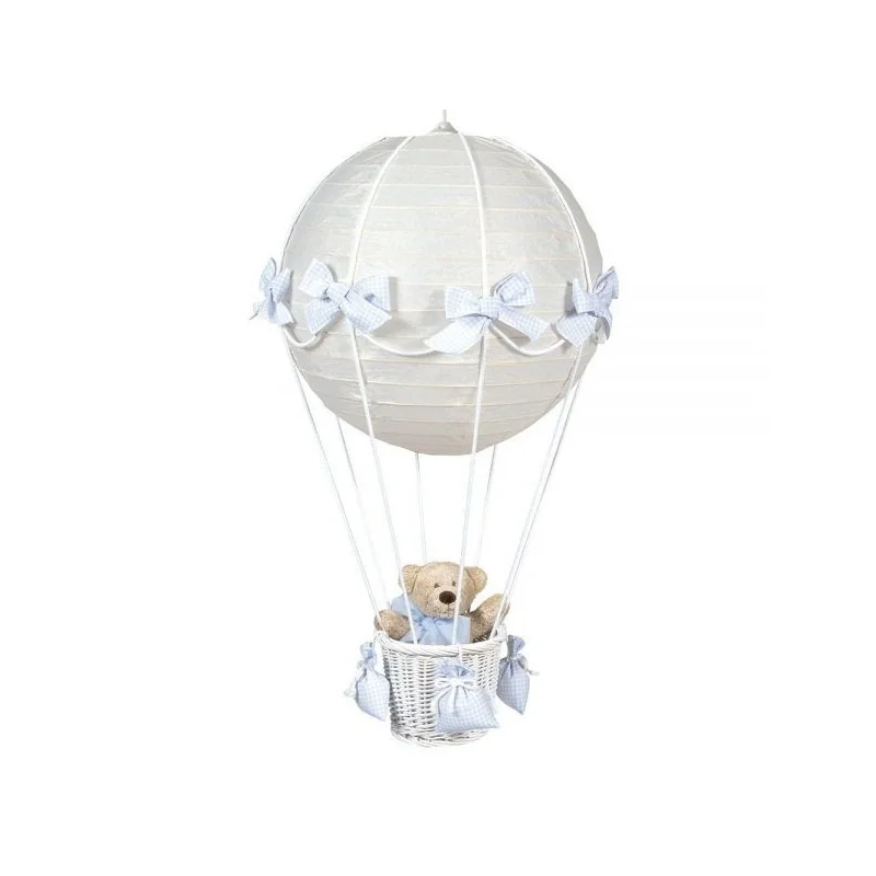 Lampe Montgolfière ours vichy bleu Pasito a Pasito