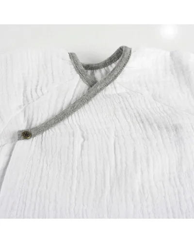 Pyjama 2 pièces bébé garçon 0-3 mois Bambula Ocena blanc et gris de Walking Mum