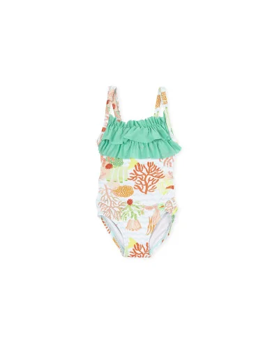 Maillot de bain imprimé océan avec volants en tulle - B.Salsa