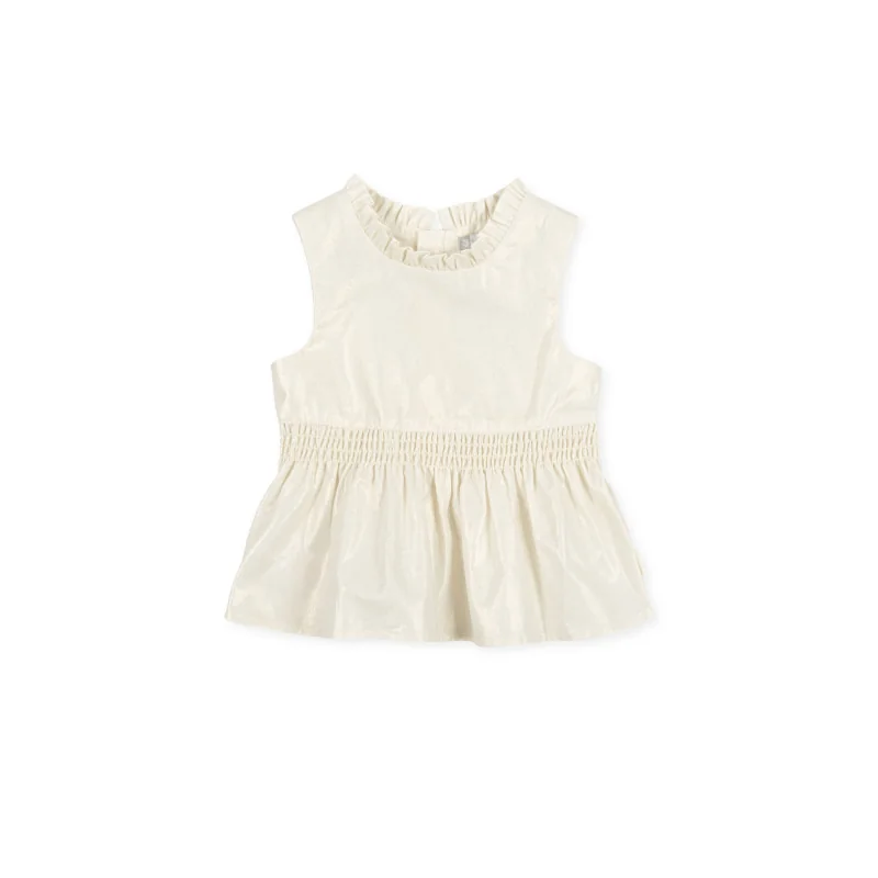 Blusa sin mangas de lino lamé crudo Vals niña Tutto Piccolo