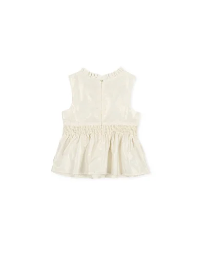 Vals girls' sleeveless lamé linen blouse ecru Tutto Piccolo