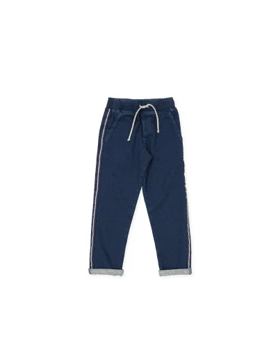Pantalón de felpa de niña Shuffle azul marino Tutto Piccolo