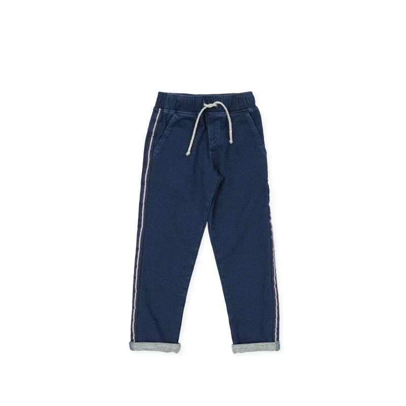 Pantalón de felpa de niña Shuffle azul marino Tutto Piccolo