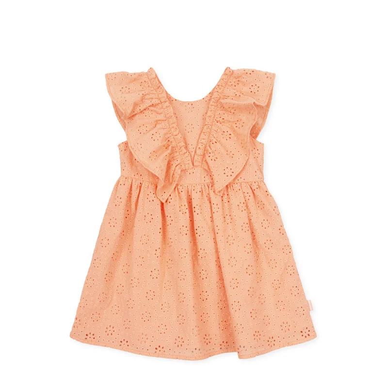 Robe à manches courtes bébé fille Popping mandarine Tutto Piccolo Robe à manches courtes bébé fille Popping mandarine Tutto Piccolo