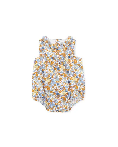 Body fille sans manches en satin fleuri multicolore Claqué Tutto Piccolo