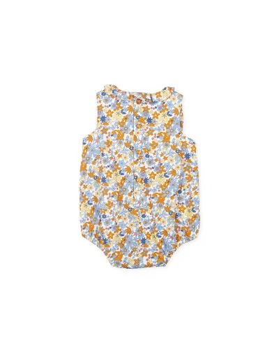 Body fille sans manches en satin fleuri multicolore Claqué Tutto Piccolo