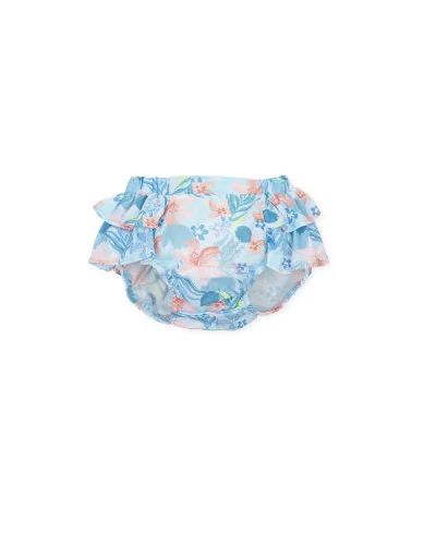 Girls’ floral poplin shorts Funky turquoise Tutto Piccolo
