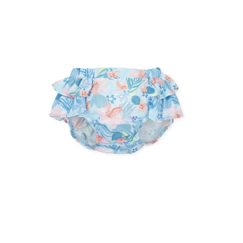 Short de niña de popelín de flores turquesa Funky Tutto Piccolo