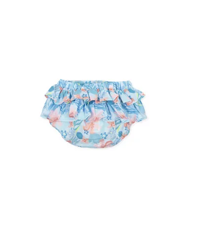 Short de niña de popelín de flores turquesa Funky Tutto Piccolo