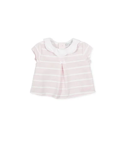 Blusa de popelín a rayas rosa Cumbia niña Tutto Piccolo