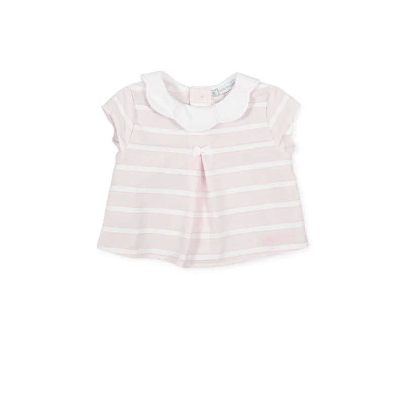 Blouse popeline rayée rose Cumbia fille Tutto Piccolo Blouse popeline rayée rose Cumbia fille Tutto Piccolo