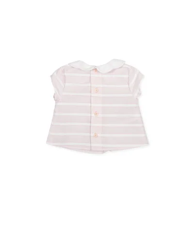 Cumbia girls' striped poplin blouse pink Tutto Piccolo