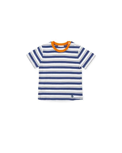 T-shirt en maille uni rayée avec col côtelé contrastant - Shuffle
