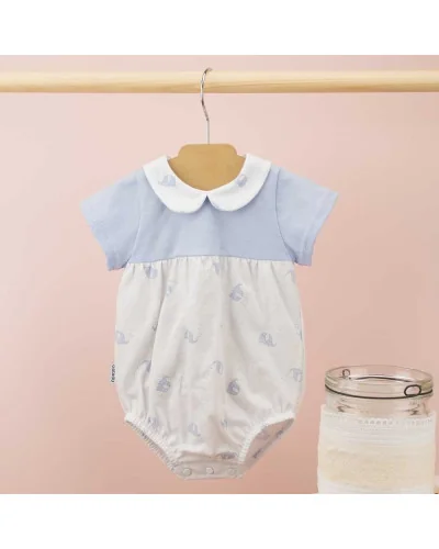 Boys' Éléphants cotton romper 1 month blue Babidu