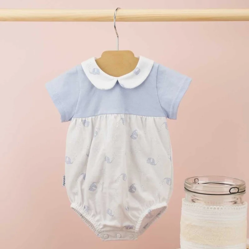 Boys' Éléphants cotton romper 1 month blue Babidu