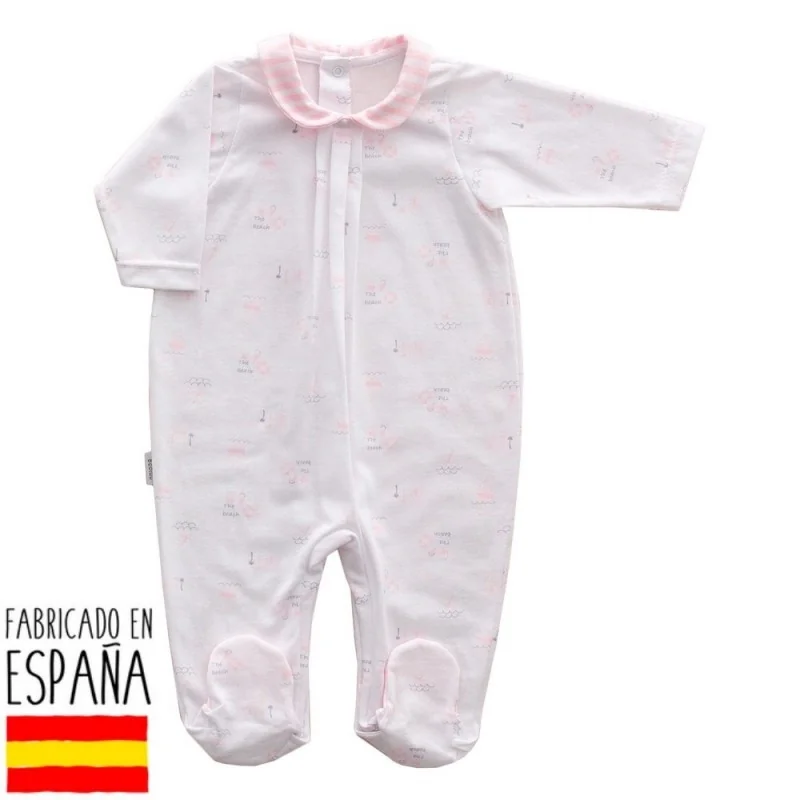 Beach girls' cotton baby sleepsuit 6 months pink Babidu