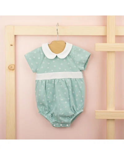 Ranita de manga corta Sunny cuello Peter Pan 1 mes verde Babidu