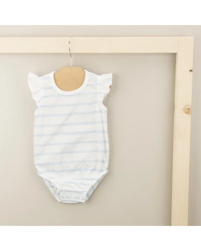 Striped strappy romper 1 month blue Babidu