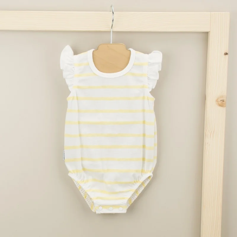 Striped strappy romper 1 month yellow Babidu