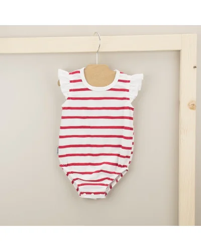 Striped strappy romper 1 month red Babidu