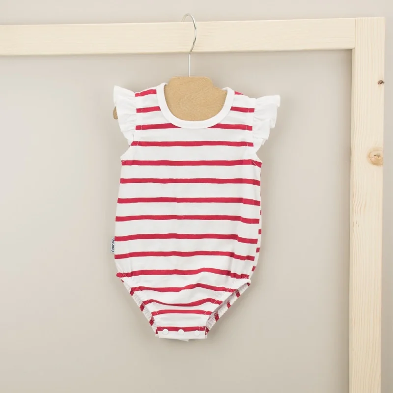 Striped strappy romper 3 months red Babidu