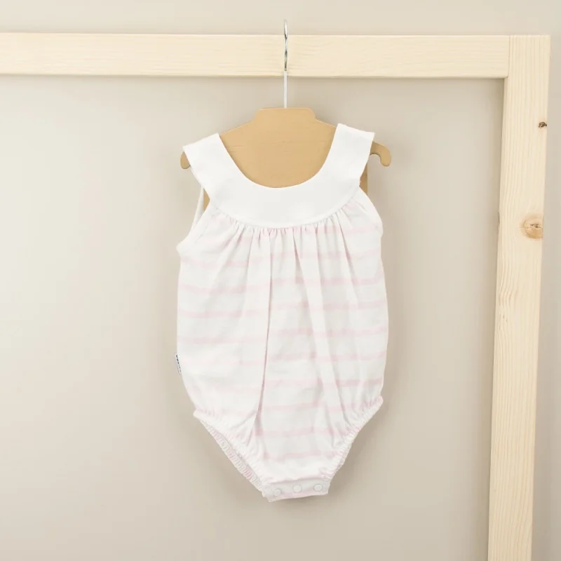 Striped romper with yoke 3 months pink Babidu