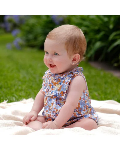 Body fille sans manches en satin fleuri multicolore Claqué Tutto Piccolo