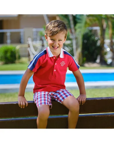 Fox trot boys' gingham Bermuda shorts red Tutto Piccolo