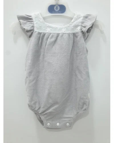 Romper with star yoke 1 month grey Babidu