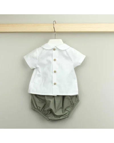 Mia boys' set T-shirt and shorts khaki green Babidu