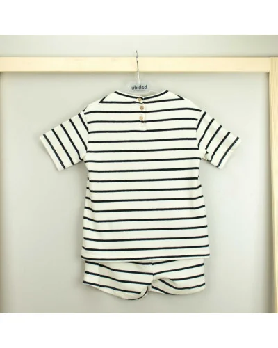 Ensemble Alejandra T-shirt & Short Beige rayé Babidu - vue 2