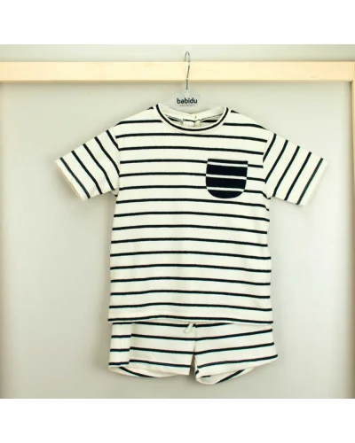 Ensemble Alejandra T-shirt & Short Beige rayé Babidu