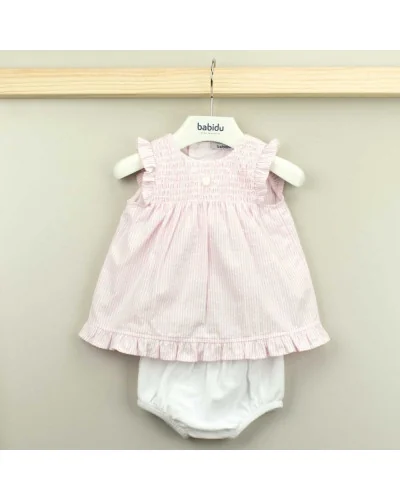 Striped romper pink Babidu