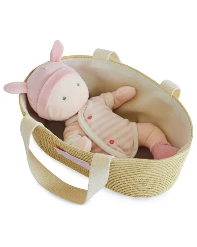 Poupon de doudou rose avec couffin Doudou et Compagnie