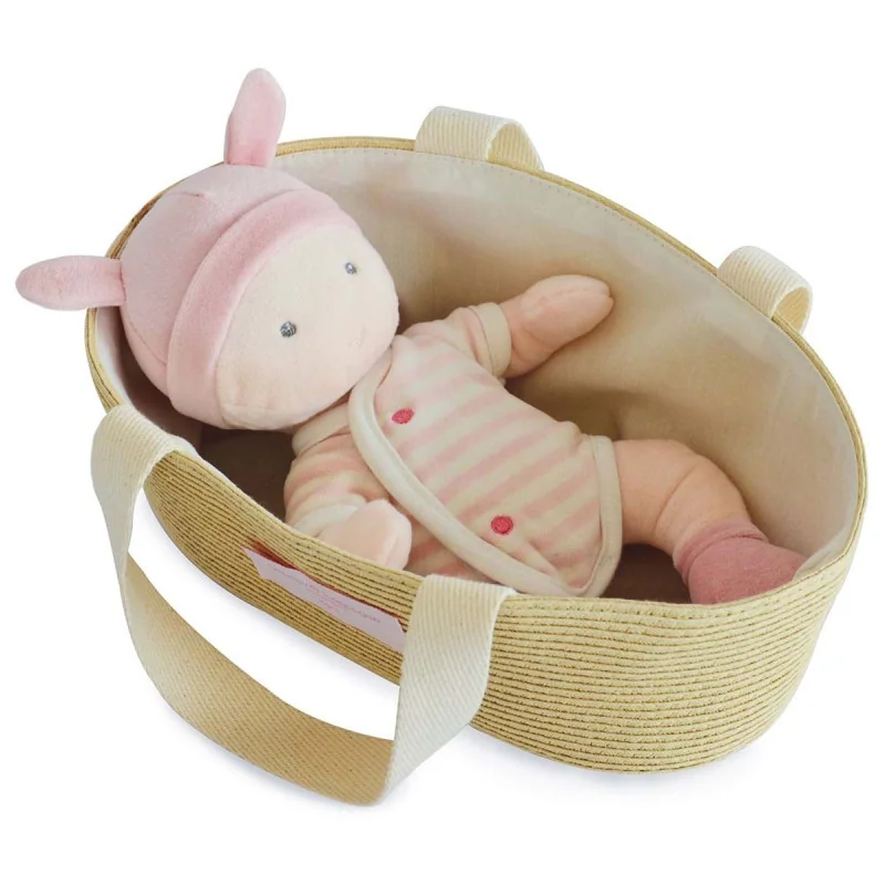 Poupon de doudou rose avec couffin Doudou et Compagnie Poupon de doudou rose avec couffin Doudou et Compagnie