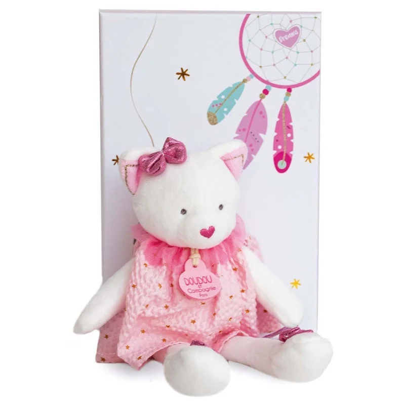 Peluche Chat Rose Et Blanc La Maison Du Bebe