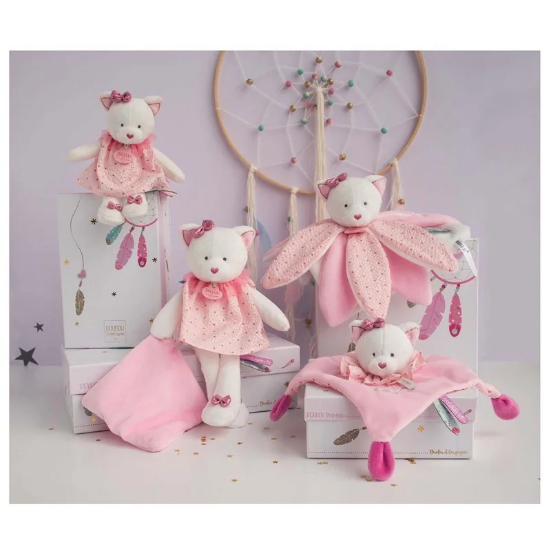 Peluche Chat Rose Et Blanc La Maison Du Bebe