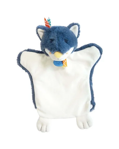 Wolf hand puppet comforter Blue Doudou et Compagnie