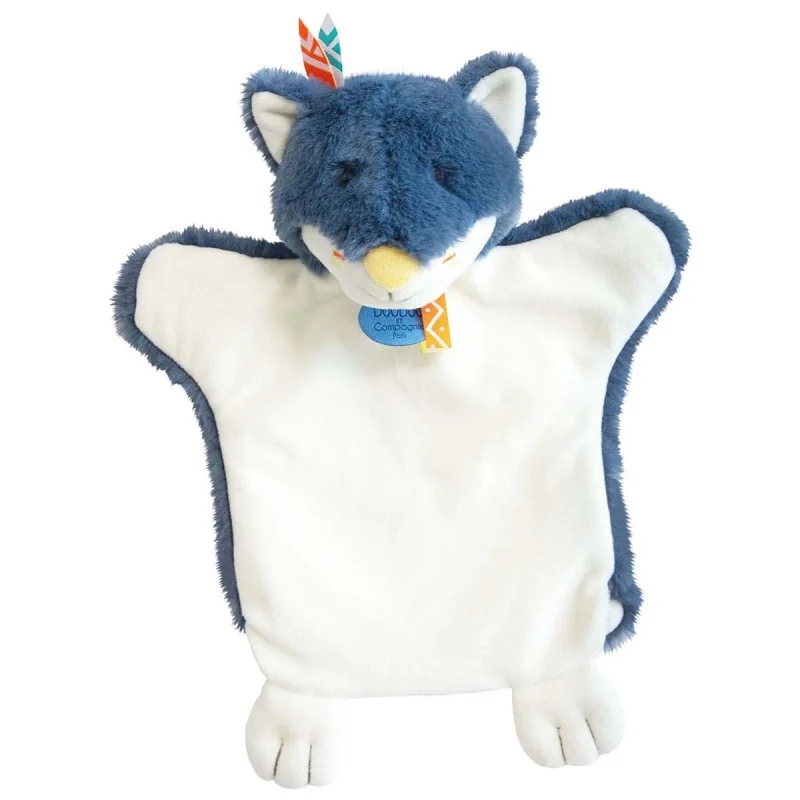 Doudou marioneta de mano lobo azul Doudou et Compagnie Doudou marioneta de mano lobo azul Doudou et Compagnie