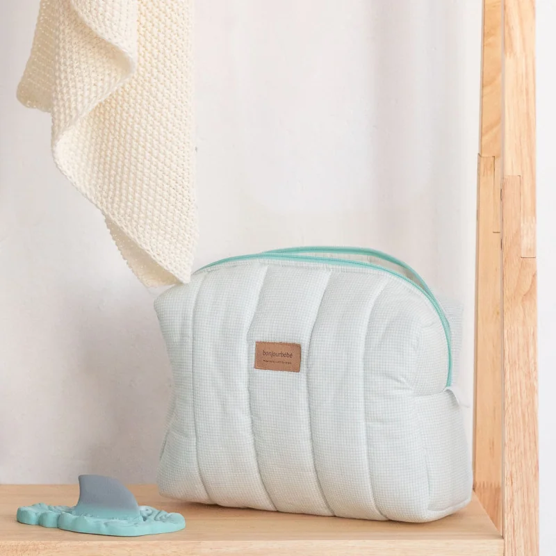 Trousse de toilette en coton bleue Trousse de toilette en coton bleue