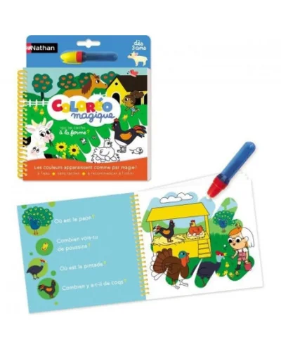 Libro para colorear mágico con agua Coloréo à la ferme Nathan