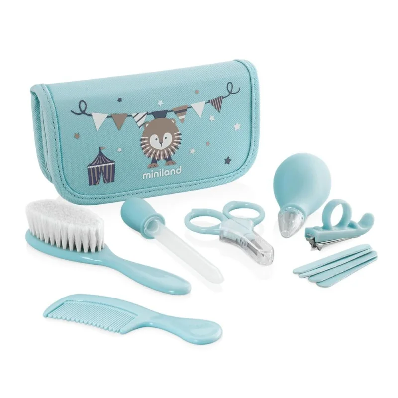 Trousse de soin bébé 7 accessoires bleu Miniland Trousse de soin bébé 7 accessoires bleu Miniland